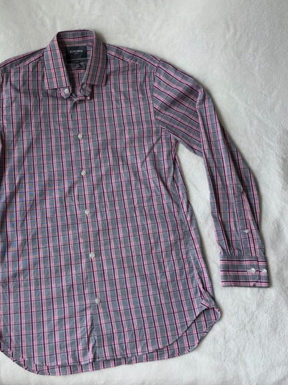 Bonobos Pink and Burgundy Stripped Men's Shirt